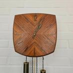 Vintage Deens design teak met messing Klok Wandklok, Wandklok, Ophalen of Verzenden, Zo goed als nieuw, X