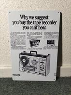 Philips PRO 12 Bandrecorder Metalen Retro Reclamebord, Ophalen of Verzenden, Onderdeel