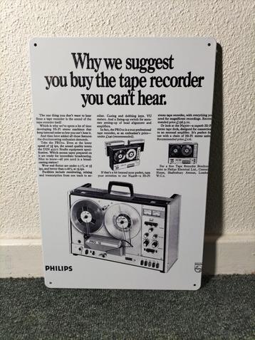 Philips PRO 12 Bandrecorder Metalen Retro Reclamebord beschikbaar voor biedingen