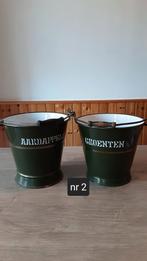EMAILLE DONKER GROENE AARDAPPELEN EN GROENTEN EMMER., Ophalen of Verzenden
