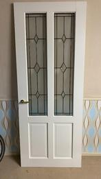 Prachtige glas in lood binnendeur opdekdeur wit, Doe-het-zelf en Verbouw, Deuren en Horren, Ophalen, 80 tot 100 cm, 215 cm of meer
