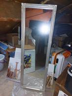 Brocante Spiegel met Zilveren Frame, Ophalen, Rechthoekig, Minder dan 50 cm, 100 tot 150 cm