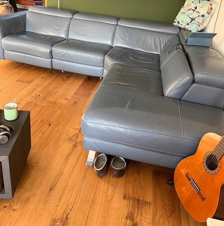 Hoekbank Natuzzi Editions, Huis en Inrichting, Banken | Complete zithoeken, Gebruikt, Leer, Metaal, Overige materialen, Ophalen