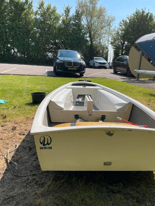 Van Wettum lichte wedstrijdoptimist + strandtrailer, Watersport en Boten, Open zeilboten, Gebruikt, Optimist, Minder dan 3 meter