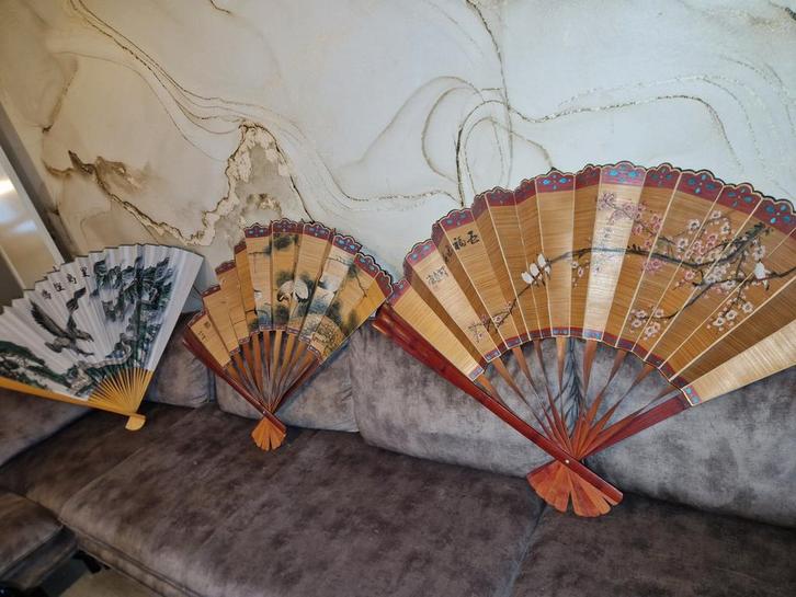 Antieke chinese waaiers van 1 meter groot, Antiek en Kunst, Antiek | Overige Antiek, Ophalen of Verzenden