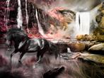 Paarden fotobehang waterval 400x309 cm - Hengst, VOORRAAD, Huis en Inrichting, Stoffering | Behang, Paard, paardenbehang, 10 tot 25 m²
