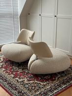 2x Leolux Pallone Pa – Leder & Crème Bouclé, Huis en Inrichting, Fauteuils, Ophalen, Metaal, Nieuw, 75 tot 100 cm