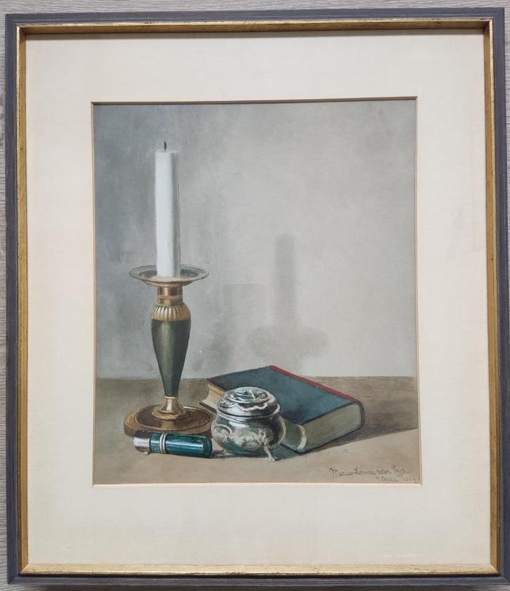 Marie-Louise van Lys -Stilleven met kandelaar en boek(1904 ), Antiek en Kunst, Kunst | Schilderijen | Klassiek, Ophalen of Verzenden