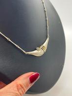 B17 Prachtige zilveren bicolor ketting Finse stijl, Ophalen of Verzenden, X, Met kristal, Zilver