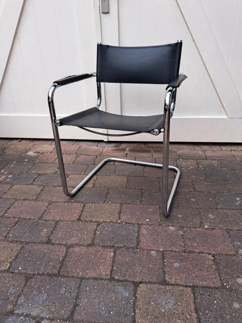 Fasem S34 stoel Mart Stam, Huis en Inrichting, Stoelen, Gebruikt, Eén, Leer, Metaal, Zwart, Ophalen