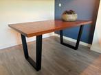 Houten Eettafel met Metalen Onderstel - 90x160cm, Huis en Inrichting, Tafels | Eettafels, Ophalen, Gebruikt, 50 tot 100 cm, 150 tot 200 cm