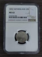 25 cent 1892 in slab NGC MS 62 voor 350 euro, Postzegels en Munten, Munten | Nederland, Ophalen of Verzenden, Koningin Wilhelmina