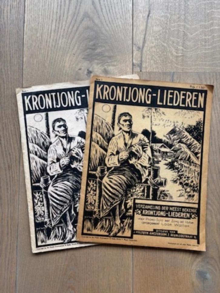 Krontjong-Liederen oude Indische muziekbladen, ca. 1940-50, Boeken, Geschiedenis | Vaderland, Gelezen, Ophalen of Verzenden