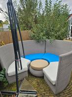 Luxe Loungeset met Kussens - Wicker, Tuin en Terras, Tuinsets en Loungesets, Ophalen, 4 zitplaatsen, Bank, Zo goed als nieuw