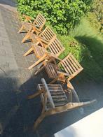 Gratis: Vijf houten tuinstoelen - Verweerd, Ophalen, Tuin, Gebruikt, Bruin