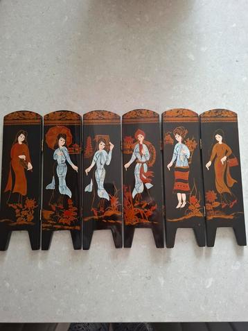 Vintage Parelmoer Tafel Scherm - 6 Delig beschikbaar voor biedingen