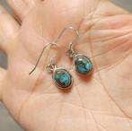 Zilveren oorbellen met natuurlijke Blauwe Koper Turquoise, O.T., Hangers, Blauw, Nieuw