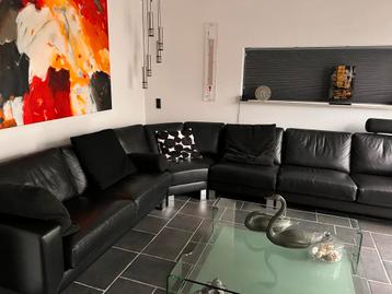 Leolux Hoekbank Zwart Leder beschikbaar voor biedingen