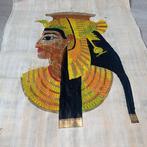 intage Egyptische Papyrus schilderij van Cleopatra handgesch, Ophalen of Verzenden