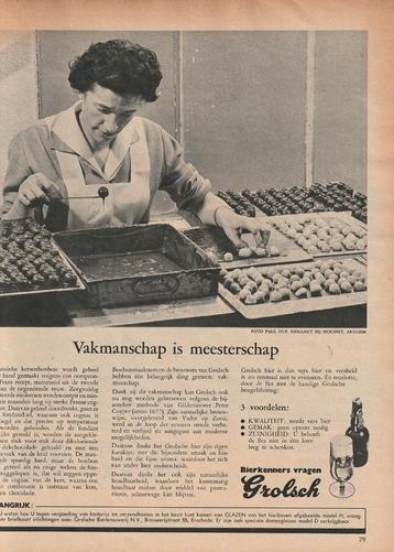 Retro reclame 1961 Grolsch bier bij Arnhem Mousset bonbons beschikbaar voor biedingen