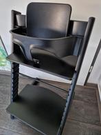 Tripp Trapp kinderstoel zwart met verkleineren kussentje, Ophalen of Verzenden, Gebruikt, Meegroeistoel