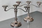 Verzilverde kandelaars, met drie armen, Ophalen of Verzenden