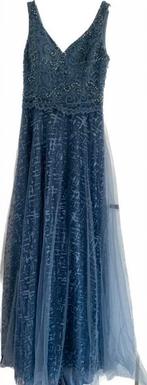 Blauwe glitter jurk, Blauw, Nieuw, Geen merk, Onder de knie