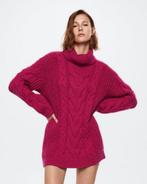 Gebreide coltrui fuchsia roze trui col gebreid XL korte jurk, Ophalen of Verzenden, Roze, Zo goed als nieuw, Maat 46/48 (XL) of groter