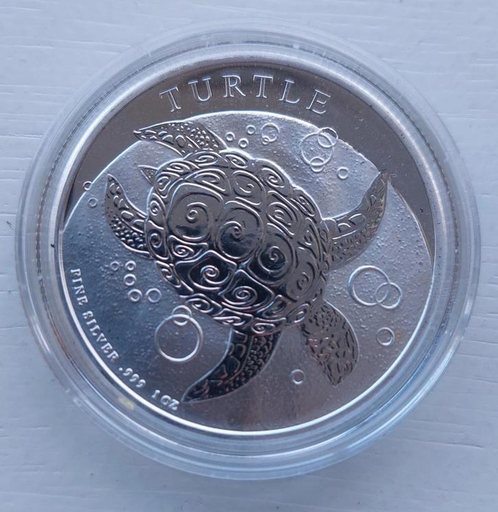 Zilveren 1 oz turtle 2021., Postzegels en Munten, Munten | Oceanië, Losse munt, Zilver, Ophalen of Verzenden