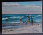 Strandgezicht, olieverf, gesigneerd, 24x30 cm, Antiek en Kunst, Ophalen of Verzenden