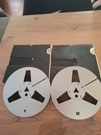 2 aluminium bandrecorderbanden 18 cm met opbergboxen, Audio, Tv en Foto, Bandrecorders, Ophalen of Verzenden