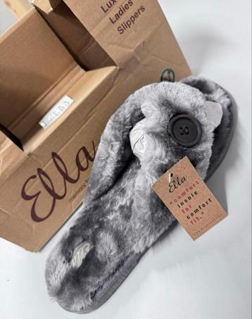 Dames Ella Slippers Memory Foam Thuis Spa bad maat 40 grijs beschikbaar voor biedingen