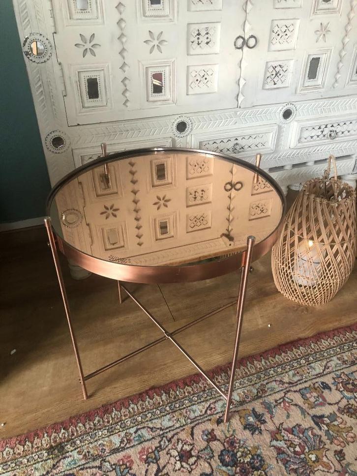 Zuiver bijzettafel – koperkleur met spiegelblad, Huis en Inrichting, Tafels | Bijzettafels, Rond, 45 tot 60 cm, Minder dan 55 cm