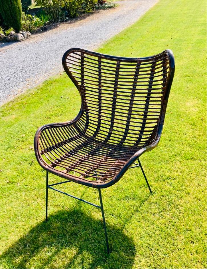 Stijlvolle Vlinderstoel van Rotan, Huis en Inrichting, Stoelen, Gebruikt, Eén, Riet of Rotan, Bruin, Ophalen