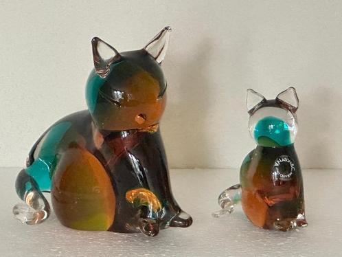 Murano V.Nason&C.Mond geblazen kleurrijke katten,moeder &, Verzamelen, Beelden en Beeldjes, Zo goed als nieuw, Dier, Ophalen of Verzenden