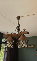 Antieke Smeedijzeren Boerderijlamp, Huis en Inrichting, Lampen | Hanglampen, Ophalen, Gebruikt, 50 tot 75 cm, Glas