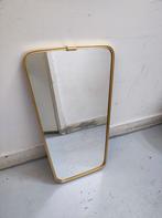 Vintage spiegel met messing rand, Minder dan 50 cm, Gebruikt, Ophalen of Verzenden, Minder dan 100 cm