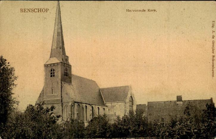 Benschop - Kerk, Verzamelen, Ansichtkaarten | Nederland, Gelopen, Utrecht, Voor 1920, Ophalen of Verzenden