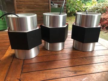 t.k.3x aluminium hanglampen 1966 space age beschikbaar voor biedingen