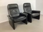 2x De Sede Zwart Leren Loungefauteuils, Huis en Inrichting, Fauteuils, Gebruikt, Design, Leer, 75 tot 100 cm