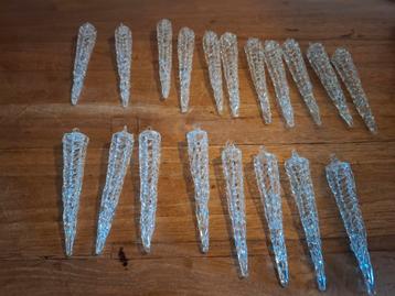 19 glazen ijs pegels brocante vintage kerstbal beschikbaar voor biedingen