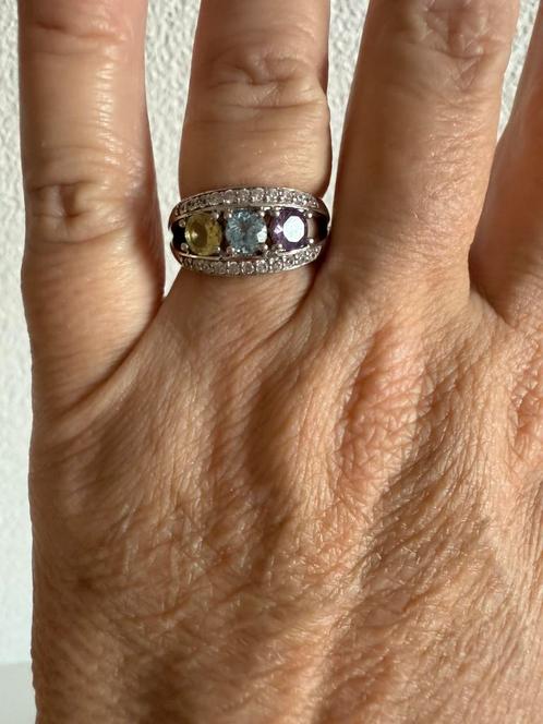 S236/GHA Zweden Zilveren gekleurde Topaas Ring 17, Sieraden, Tassen en Uiterlijk, Ringen, Gebruikt, Dame, 17 tot 18, Zilver, Zilver