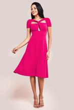 cocktailjurk midi jurk donkerroze maat 36 38, Ophalen of Verzenden, Nieuw, Roze, Galajurk