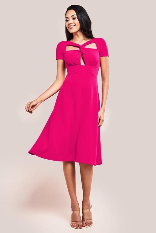 cocktailjurk midi jurk donkerroze maat 36 38, Kleding | Dames, Gelegenheidskleding, Nieuw, Galajurk, Roze, Ophalen of Verzenden