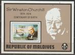 M 147. Maldiven Blok 28 pfr. Winston  Churchill, Postzegels en Munten, Overige thema's, Ophalen of Verzenden, Postfris