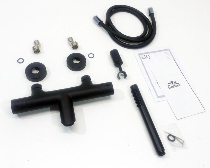 PAFFONI LIGHT THERMOSTAATBADKRAAN & HANDDOUCHESET ZWART MAT, Doe-het-zelf en Verbouw, Sanitair, Nieuw, Kraan, Ophalen of Verzenden