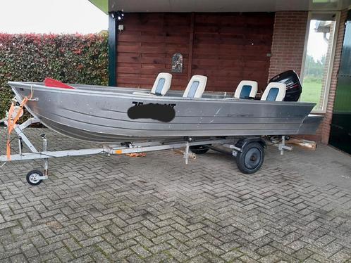 Aluminium boot 4.4 meter met 25 pk suzuki 4 takt en trailer, Watersport en Boten, Vis- en Consoleboten, Gebruikt, 10 tot 30 pk