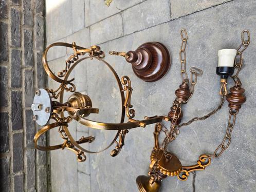 Schuuropruiming koperen kroonluchter, Huis en Inrichting, Lampen | Kroonluchters, Gebruikt, Ophalen