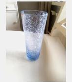 vintage blauw/naturel glazen craquelé / zuil/vaas, Ophalen of Verzenden