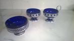 Vintage kobalt blauw glas  - 3 stuk, Antiek en Kunst, Antiek | Glas en Kristal, Ophalen of Verzenden
